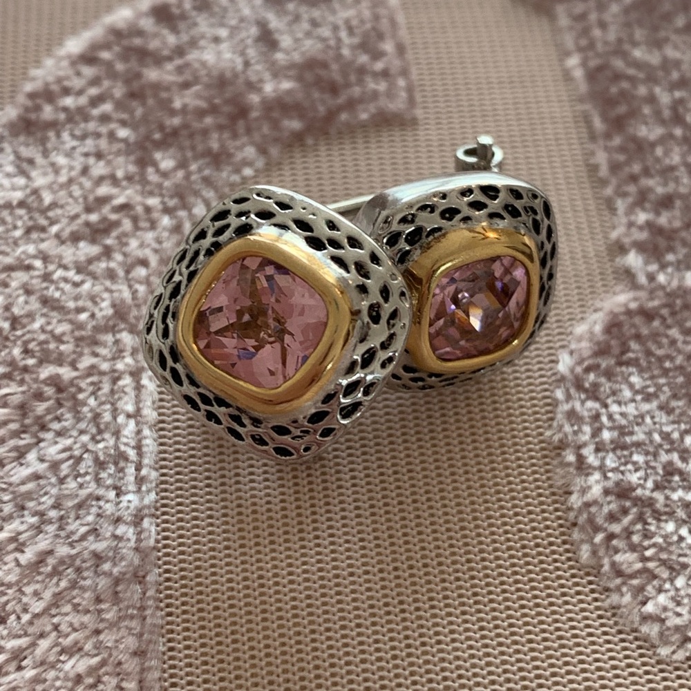 Sterling Silver and Pink Topaz Earrings